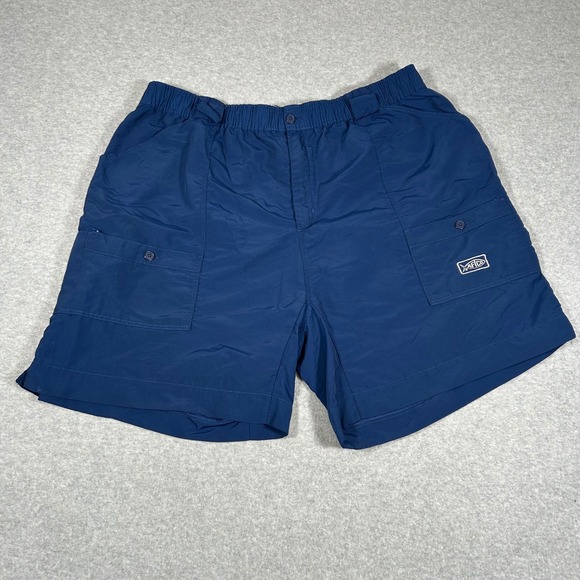 AFTCO Shorts Mens 46 Blue Fishing Cargo Pockets Outdoor Casual Performance Nylon - Picture 1 of 9